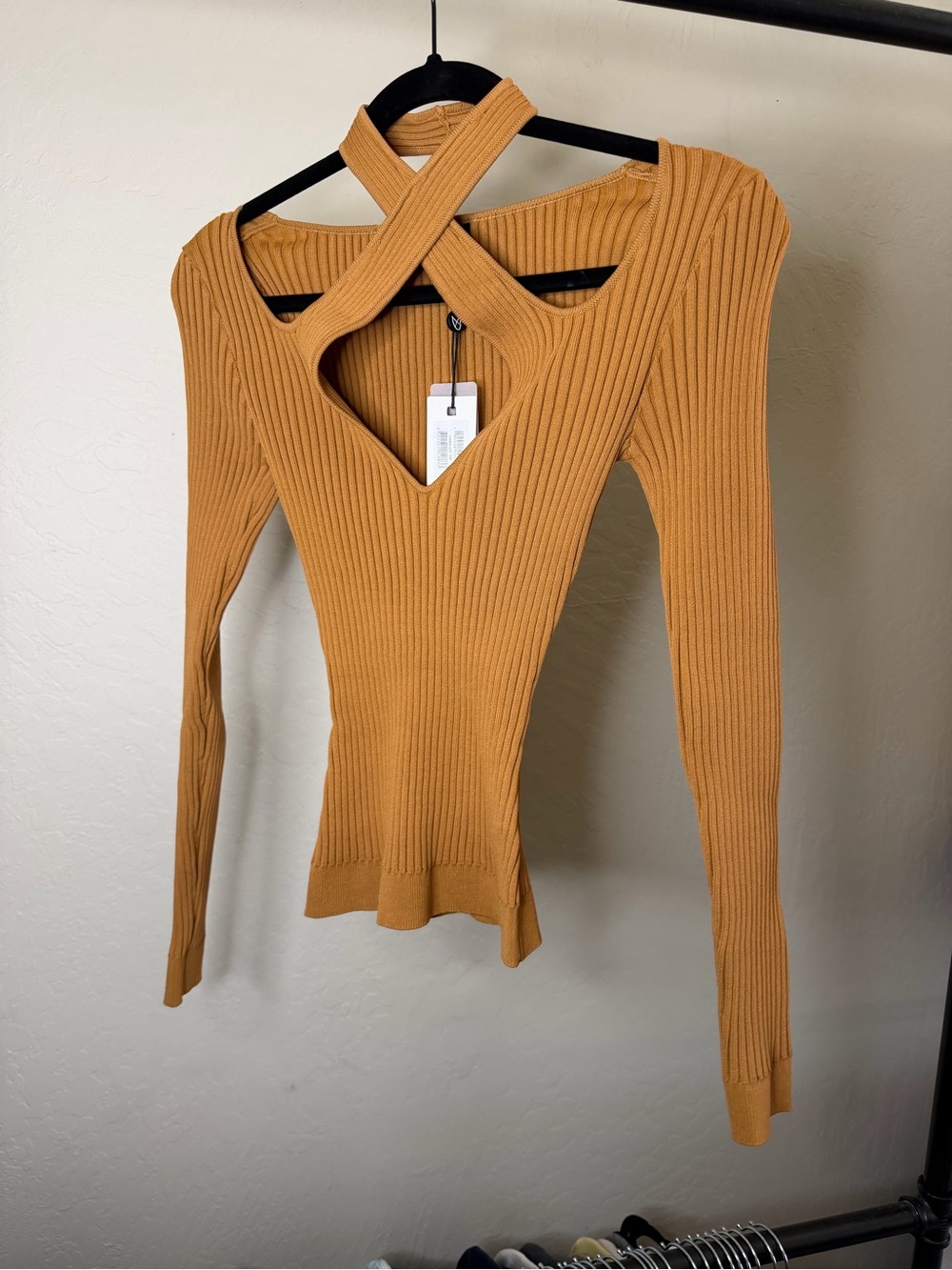 MINKPINK Pecan Ribbed V-Neck Tank